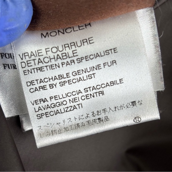 Vintage Moncler Long Down Puffer Coat Jacket Size 3 Knee length Brown Quilted - Picture 12 of 15